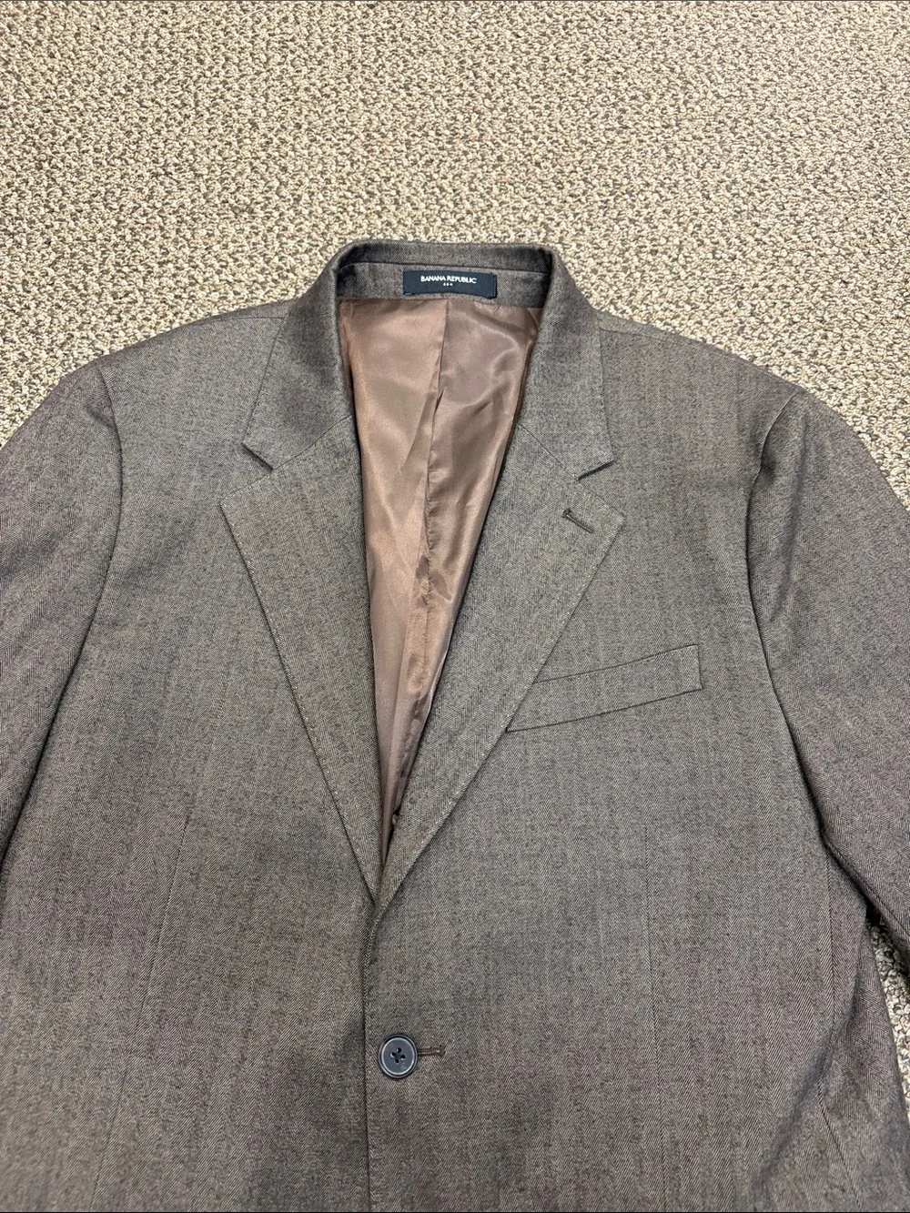 Banana Republic Tailored Fit Blazer 42R Brown Twill Textured Sport Coat